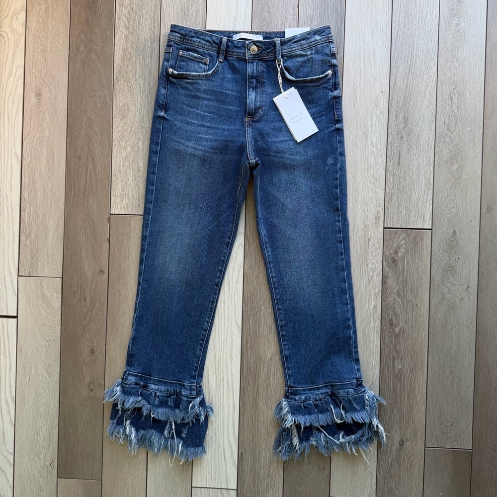 ZARA Trafaluc Denim Wear High Rise Double Fringe Jeans
